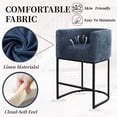thumbnail image 2 of CRERIYO 26" Counter Height Bar Stools Set of 3, Chenille Upholstered Modern Barrel Bar Chairs with Metal Frame, Blue, 2 of 6