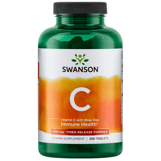 Swanson Timed-Release Vitamin C with Rose Hips Tablets, 1,000 mg, 250 Ct