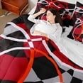 thumbnail image 4 of Homewish Abstract Geometric 7-Piece Twin Bedding Sets,Red Black Gray Bedding Comforter Set,Striped Circular Aesthetic Sheet Sets For Men Women,Ultra Soft Home Decor Reversible, 4 of 8