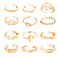 thumbnail image 3 of Womens Toe Ring Set Twelve Pieces Alloy Lotus Rhinestone, 3 of 4