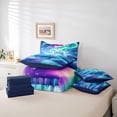 thumbnail image 6 of jejeloiu Cartoon White Horse 7 Pieces Bedding Comforter Set,Northern Lights Full Bedding Set For Girls Kids Reversible, 6 of 8