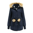 thumbnail image 2 of asdoklhq Womens Plus Size Tops Clearance,Women's Winter Mid-Length Fleece Detachable Hat Warm Jacket Cotton Coat, 2 of 9