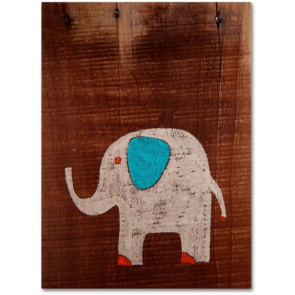 Trademark Fine Art "Elephant on Wood" Canvas Art by Nicole Dietz