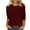 Wine, variant on Lindreshi Long Sleeve Shirts for Women Plus Size Women's Fashion Solid Loose T-Shirt Mid-length 3/4 Sleeves Blouse Round Neck Casual Tops