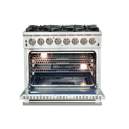 Forno Appliances - Capriasca Alta Qualita 6.58 Cu. Ft. Freestanding Double Oven Dual Fuel Electric Range with Convection Oven - Silver