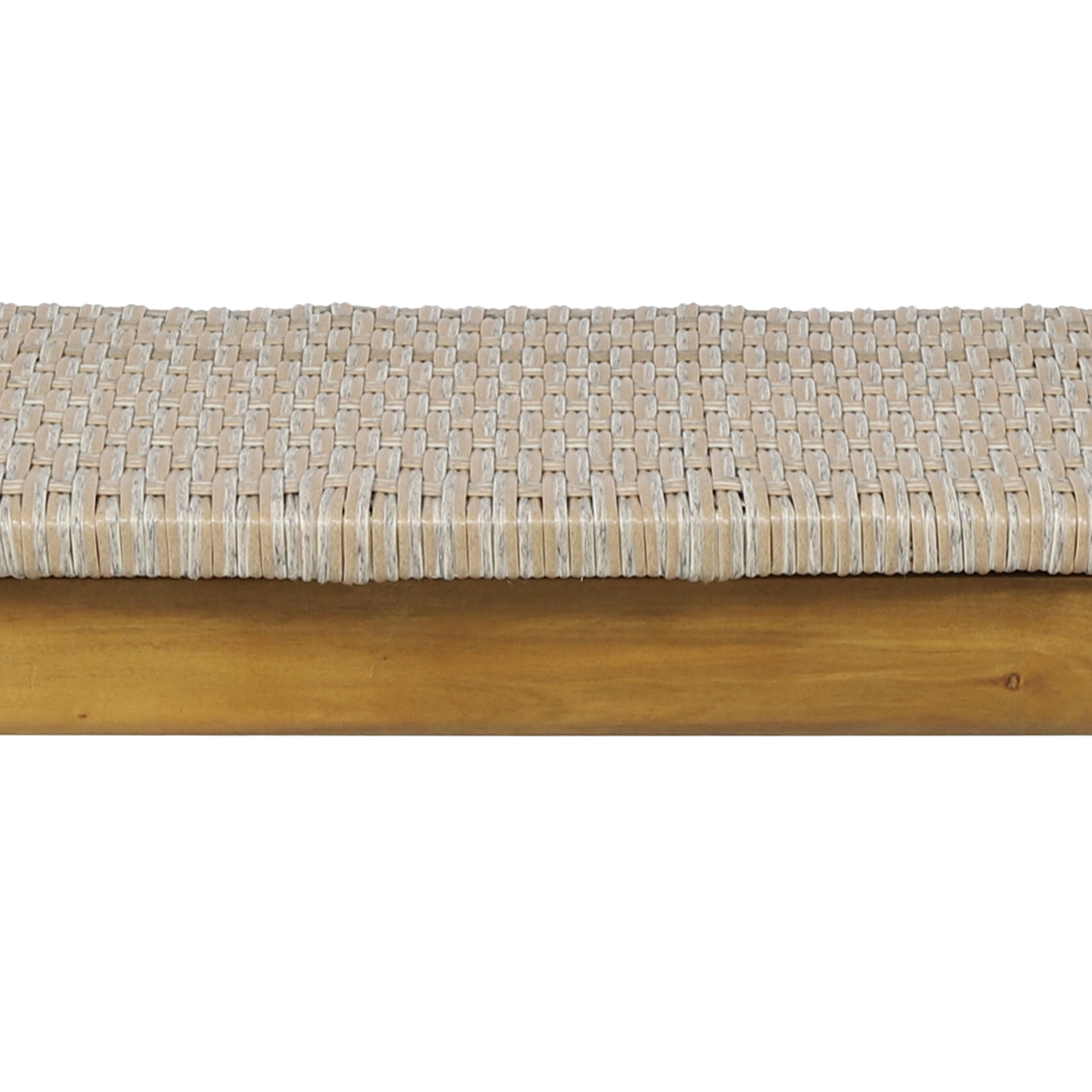 Outdoor 3 Seater Garden Rest Bench, Acacia Wood Public Leisure Seat for Patio Garden, Light Gray