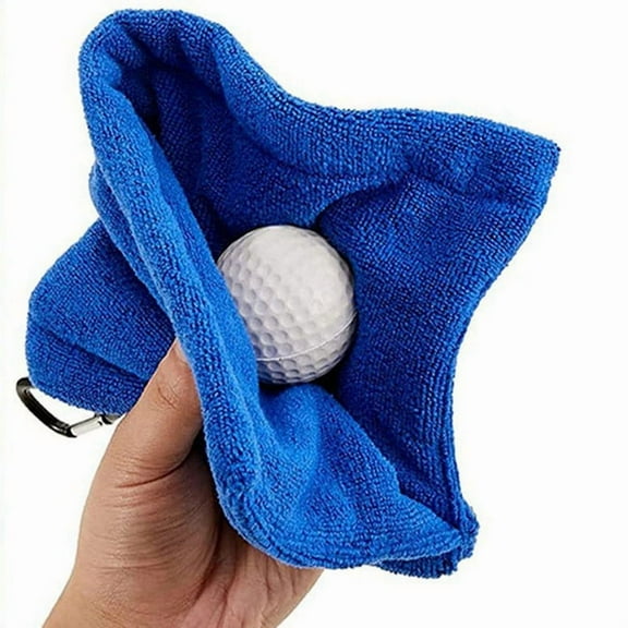 Golf Ball Towel with Clips 5.5 X 5.5 Inch Golf Towel Premium Microfiber Golf Ball Cleaner Accessories Blue