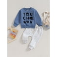 thumbnail image 2 of Bagilaanoe 2PCS Toddler Baby Boy Long Pants Set Letter Print Long Sleeve Sweatshirt Pullover Tops + Sweatpants 6M 12M 18M 24M 3T Kids Casual Sweatsuits, 2 of 8