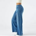 thumbnail image 4 of biudgviw Palazzo Pants for Women Pull on High Waisted Denim Pants Oversized Wide Leg Jeans with Pockets Baggy Trendy Trousers, 4 of 7