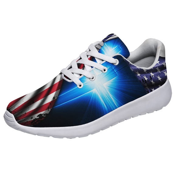 God Bless America Print Sneakers Lightweight Comfortable Running Shoes for Men Women White Size 3.5
