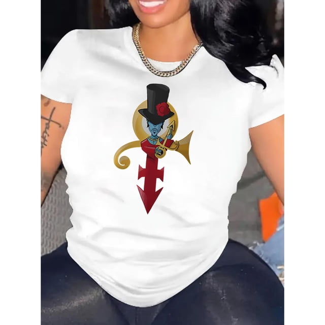 Camiseta Para Mujer De Verano Para Uso Diario, Viajes, DesplazamientosCreative Cross Emblem Pattern Printed Women'S Trendy Round Neck Short Sleeve, Simple Casual Sports T-Shirt, Comfortable Summer T