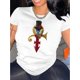 thumbnail image 1 of Camiseta Para Mujer De Verano Para Uso Diario, Viajes, DesplazamientosCreative Cross Emblem Pattern Printed Women'S Trendy Round Neck Short Sleeve, Simple Casual Sports T-Shirt, Comfortable Summer T, 1 of 6