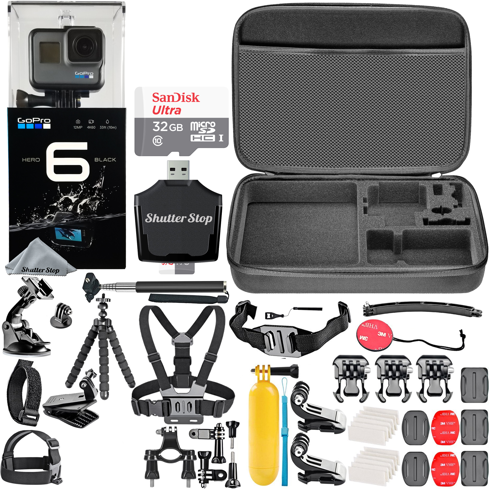 GoPro HERO6 Black + SanDisk Ultra 32GB Memory Card + Hard Case + Card