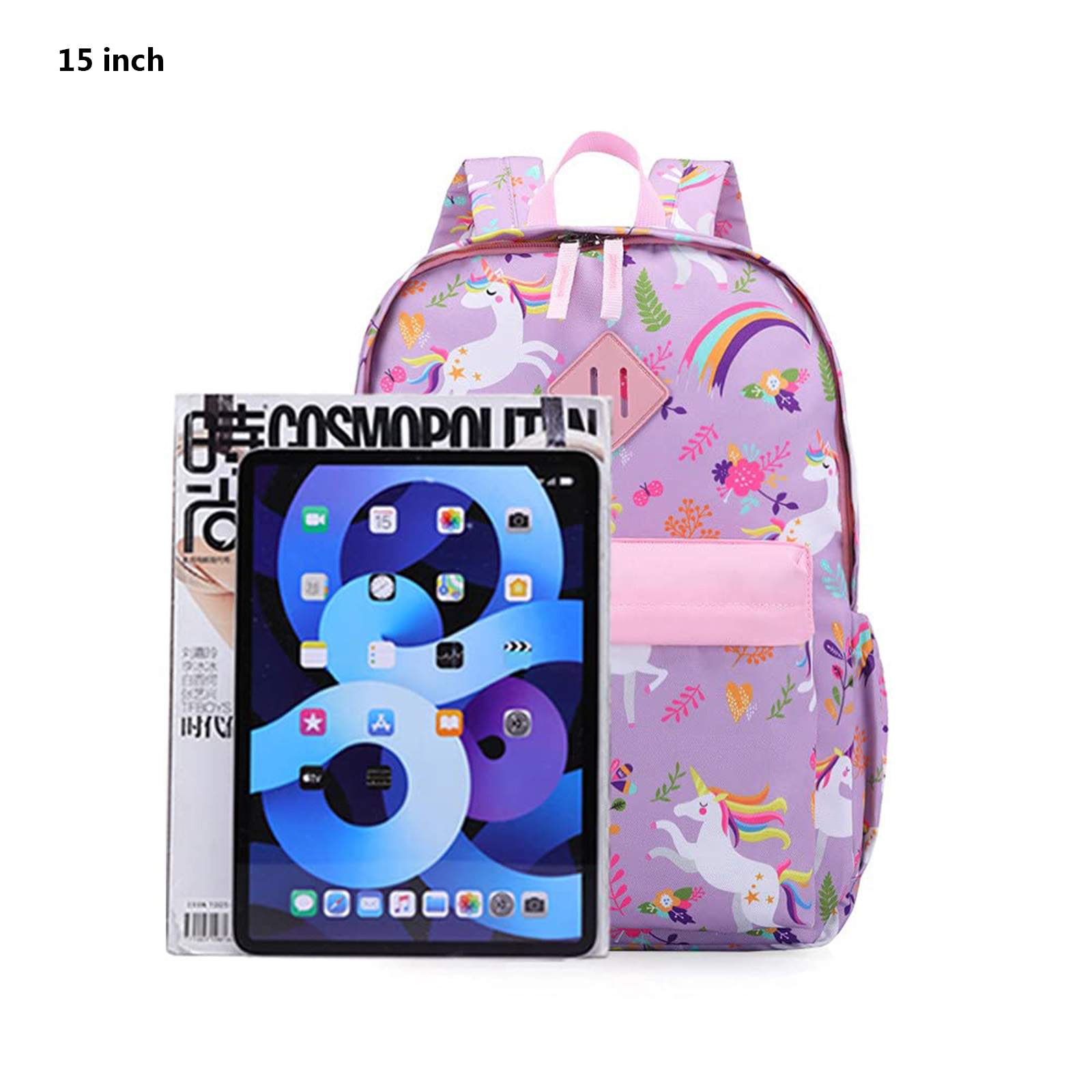 Mochila preescolar para niños pequeños, dinosaurio o unicornio, para niñas y niños, con correa de pecho (Unicornio púrpura) 5