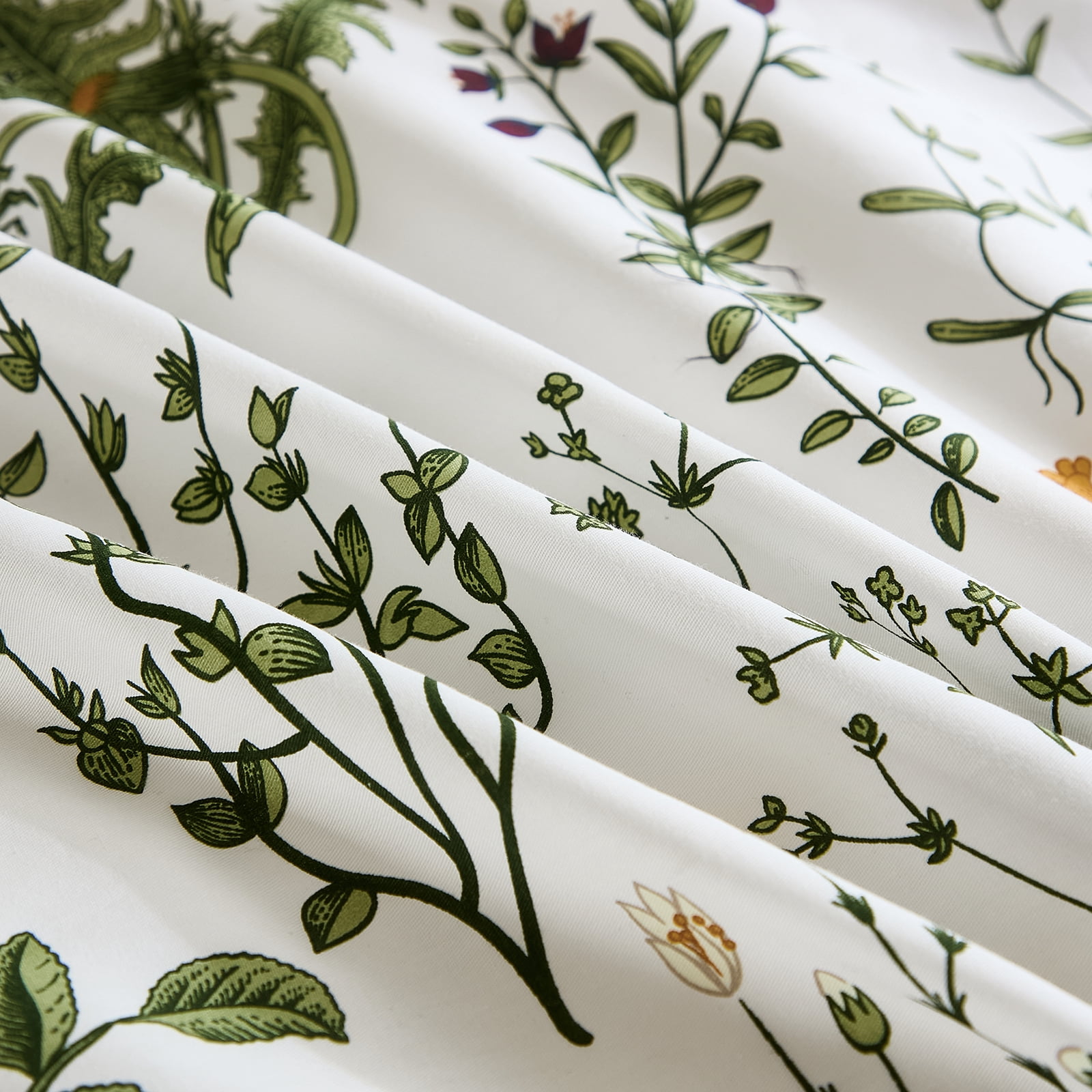 Move Over Green Floral Duvet Cover Set Queen 100% Cotton Floral Bedding Set 3 Pieces Soft and Breathable Vintage Style Green Floral Comforter Cover Set for All Seasons