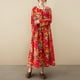 thumbnail image 4 of Vestido floral suelto vintage para mujer Vestido de fiesta con bolsillos de manga larga para ot MABOTO Vestido de mujer, 4 of 7