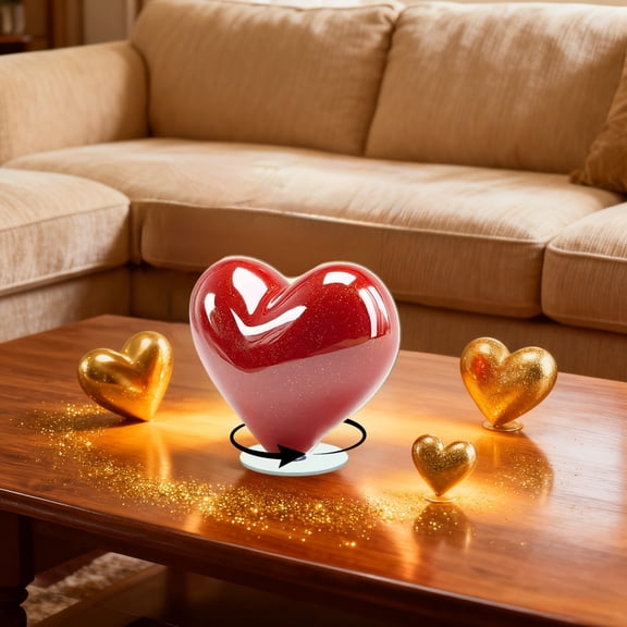 2D Character Heart-Shaped Funnel Decorative Handicraft Valentines Day Decorations Heart Ornaments Rotating Standing Sign for Living Room and Bedroom Desk Decor, Cute Desktop Handicraft Gift