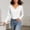White, variant on TKLPEHG Women V Neck Long Sleeve Top, Slim Fit Crop Shirt , Solid Color Casual Dressy Blouse with Ruffled Hem (Navy,S)