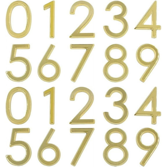 Packof20,Self-AdhesiveGoldenWaterproofMailboxNumbers0-9,DaKuanDoorAddressNumberStickersForApartments,Hotel,Offices,DecorationProjects(2Inch)