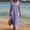 Purple, variant on Women's Cotton Linen Round Neck Midi Dress Solid Color Short Sleeve Slit Tie Sleeve Casual Dress with Side Pockets Green XL(XL)