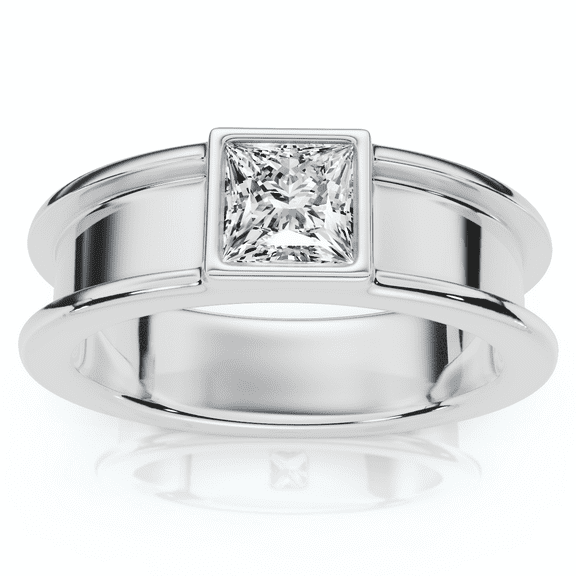 Pompeii Men's Bezel Set Diamond Solitaire Wedding Ring 14k Gold Lab Grown (E/F,VS1-VS2)