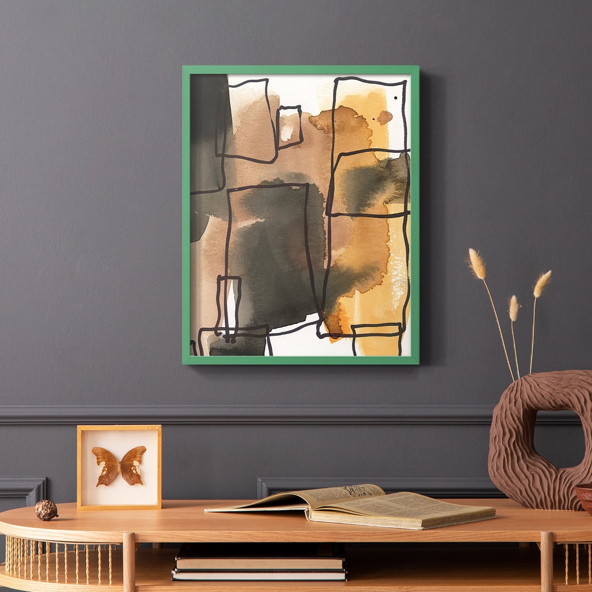 Retro Vibe I in Green Solid Wood 11 x 14 Framed Print