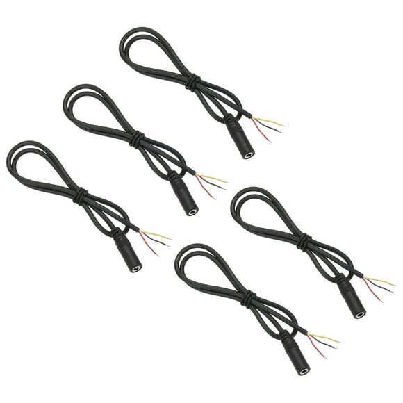 Uxcell 5 Pcs 3.5mm Female Jack to Bare Wire Open End Replacement 26AWG TRS 2 Pole Stereo 1/7" Mono Audio Cable Plug Jack Plug 34mm for Earphone Headphone Cable Repair, 0.5m/19.7 inches