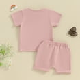 thumbnail image 3 of Bagilaanoe 2pcs Toddler Baby Girl Shorts Set Short Sleeve Letter Print T Shirt Tops + Shorts 6M 12M 18M 24M 3T Kids Casual Summer Clothes, 3 of 7
