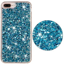 for iPhone 7 Plus/8 Plus Glitter Case, Cute Bling Sparkle Shiny Slim Soft Silicone Reflective Clear TPU Bumper Women Girls Shockproof Protective Phone Case for iPhone 7 Plus/8 Plus, Blue