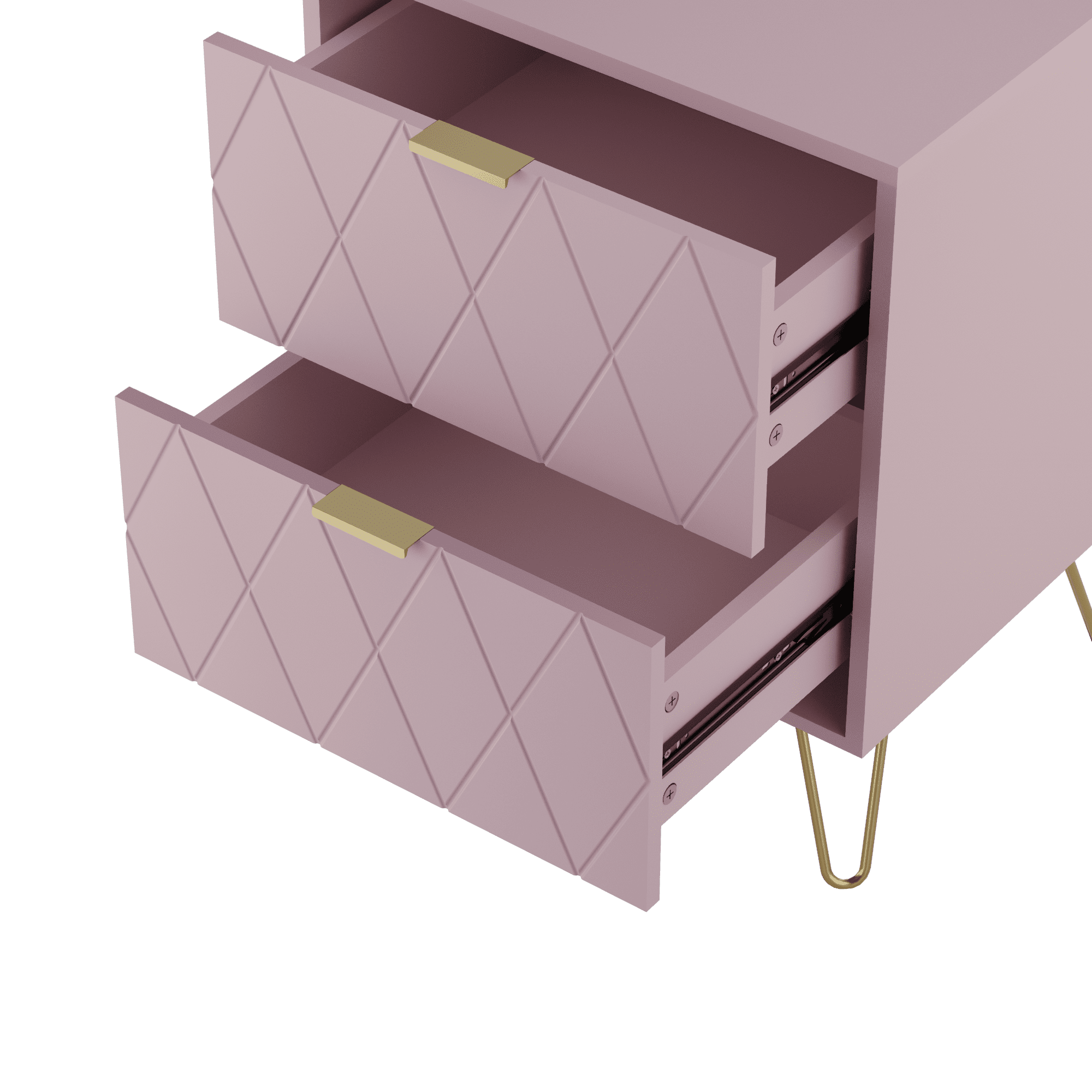 Eclife Set of 2 Pink Nightstands Gold Handles and Legs Wide Sturdy Side Table Cabinet for Bedroom Home Adult Kids