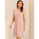 thumbnail image 3 of Vestido de trabajo para mujer Color sólido Sin mangas A-line Flare Vestidos Rosa S, 3 of 6