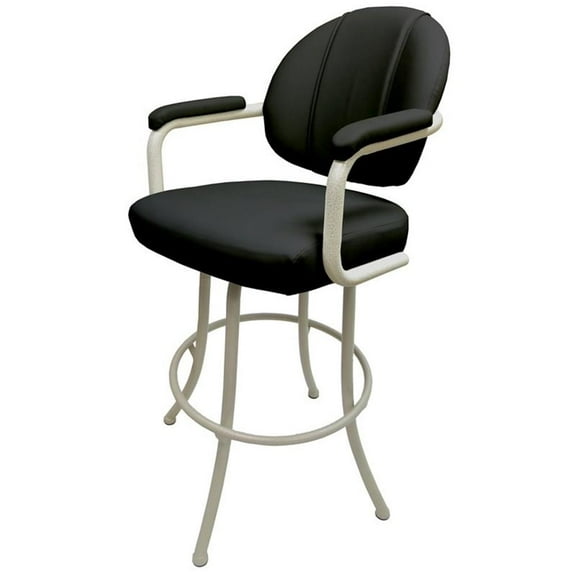 Tobias Designs 34" Vinyl Swivel Tilt Extra Tall Bar Stool in Black and Beige