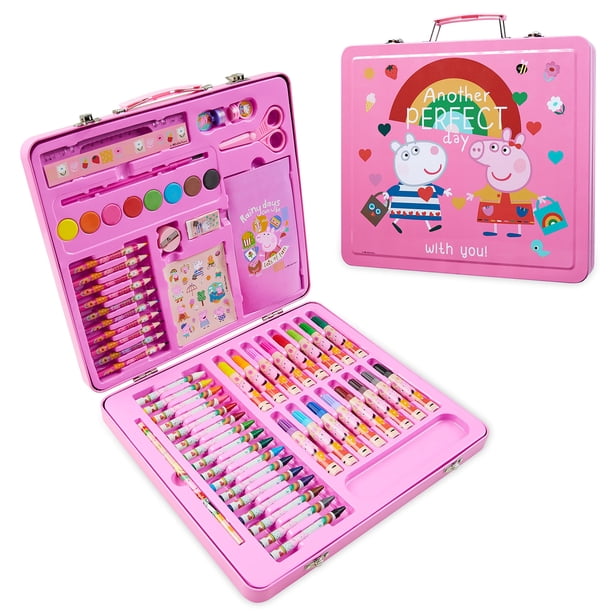 Set de arte de Peppa Pig Kids con estuche de viaje, kit para dibujar y colorear