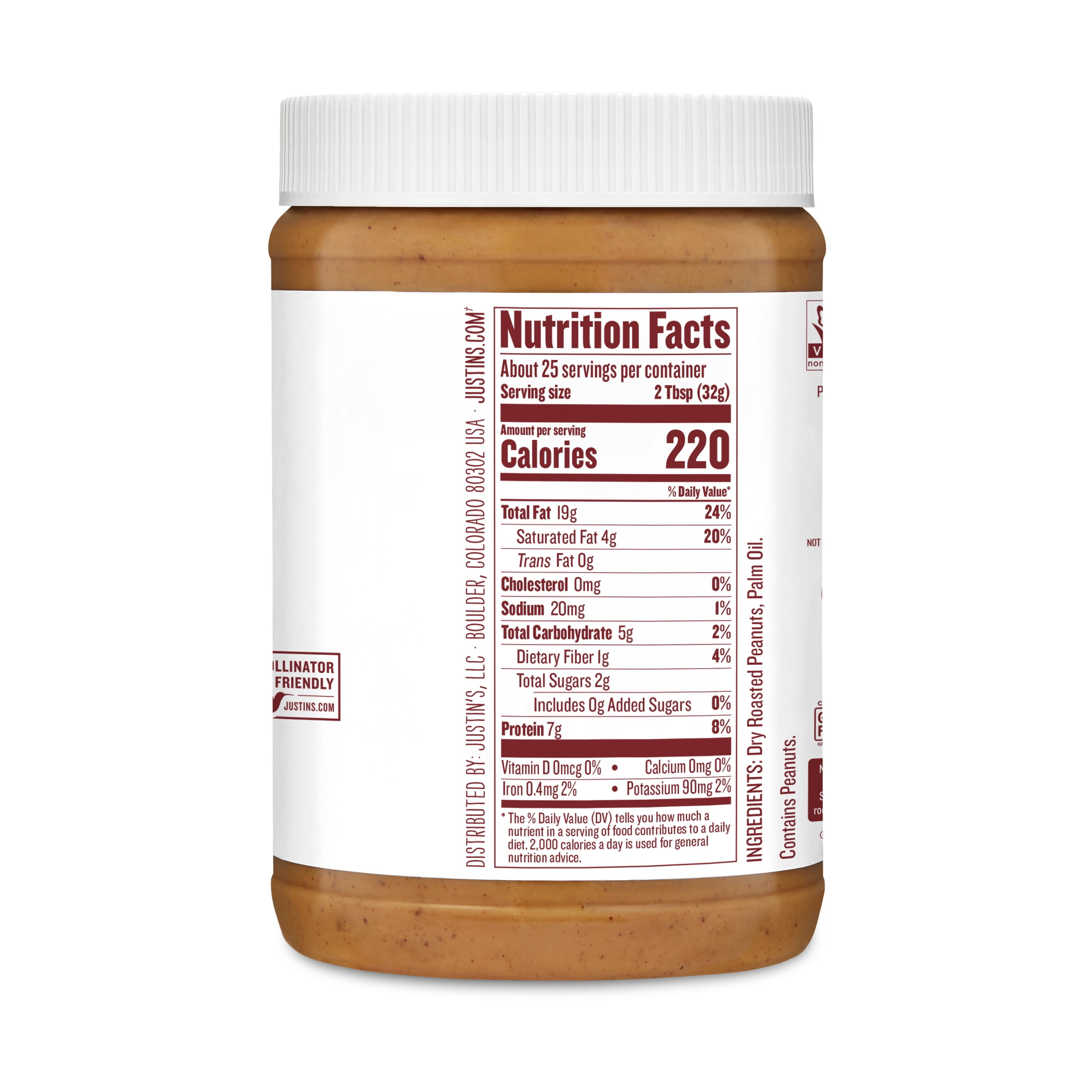 (6 pack) JUSTIN'S Classic Crunchy Peanut Butter Spread, 28 oz Jar