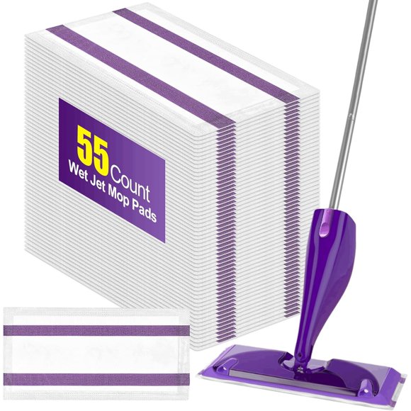 55 Count Wet Jet Pads Refills for Swiffer Wet Jet Spray Mop,Disposable Wetjet Pads for Multi-Surface Floors,Thickened and Super Absorbent Wet Jet Hardwood Floor Cleaner for Swiffer Wet Pads Refill