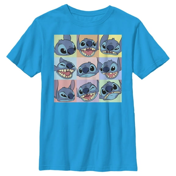 Boy's Lilo & Stitch Facial Expressions Graphic Tee Turquoise X Large