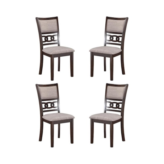 FurniFact Wood Dining Chair Set of 4 Cherry Brown Fabric