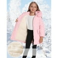thumbnail image 6 of KAUOD Boys Girls Fuzzy Hooded Puffer Coats Fleece-Lined Winter Warm Zip up Parka Down Jackets Kids Windproof Outwear, 6 of 7