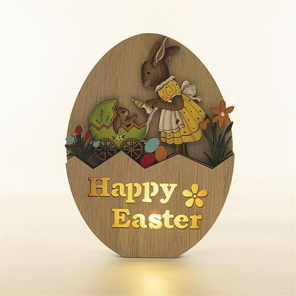 Harpily Desktop Decor Easter Bunny Wooden Table Sign Table Centerpiece Wooden Hen Statue Wooden Rooster Craft Easter Decoration Wooden Chicken Tabletop Centerpiece Animal Wooden Dining Table
