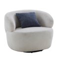 thumbnail image 2 of 360° Swivel Barrel Chair, Teddy Fleece Single Sofa, Modern Cloud Couch with Curve Armrest and 1 Pillow, Oversized Lounge Chair with Thickened Seat for Living Room, White, 2 of 9
