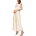 thumbnail image 4 of INSPIRE CHIC Women's Dress Satin Spaghetti Strap Cowl Neck Maxi Ruched Dress S Champagne, 4 of 6