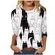 thumbnail image 2 of Karight Women Tops Loose Fit Three Quarter Sleeve V Neck Shirts Y2K Cute Bunny Blouses Dressy Spring Aesthetic Clothes, 2 of 5