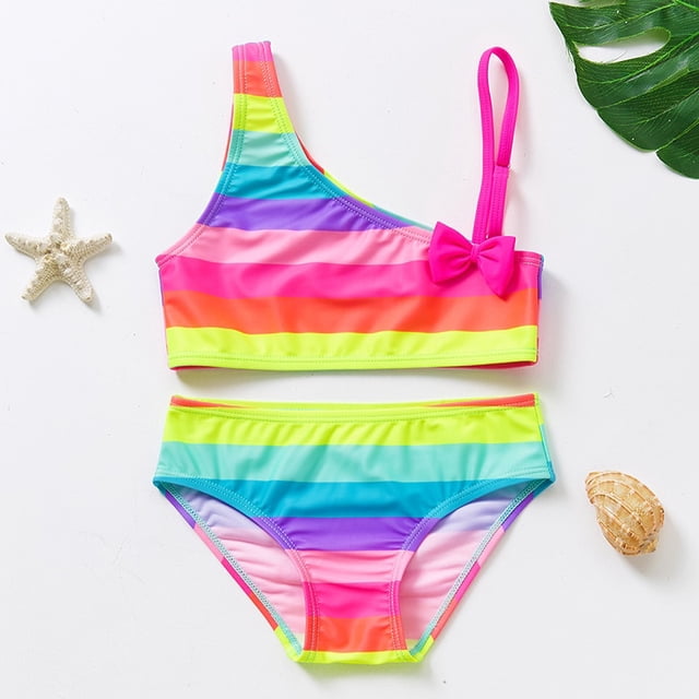 Traje de baño para niñas de 1 a 14 años, traje de baño para niñas, conjunto de Bikini para niños de dos piezas, traje de baño Infantil para niños-ST108mix Tan Jianjun unisex