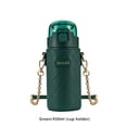 thumbnail image 3 of Naiovety Botella de agua cruzada de acero inoxidable para mujer, antióxido, Color sólido, 450ml, para viajes al aire libre, pajita, al Teteras Verde, 3 of 6