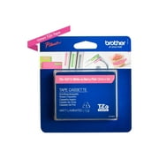 Angle View: P-Touch TZ Standard Adhesive Laminated Labeling Tape, 1/2" x 16-2/5 ft, White/Berry Pink -BRTTZEMQP35