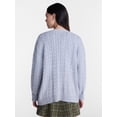 thumbnail image 3 of No Boundaries Cable Knit Grandpa Cardigan, Women's and Women's Plus XXS-4X, 3 of 5