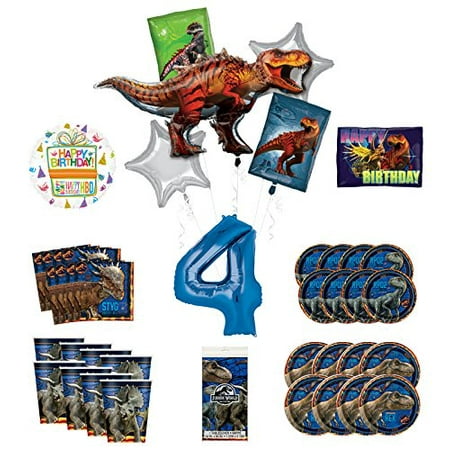 World Parts - Mayflower Products Jurassic World 4th Birthday Party Supplies and 8 Guest Balloon Decoration Kit