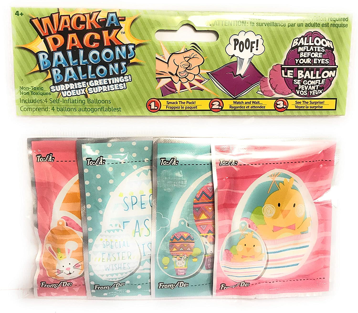 Party Wack-A-Pack Assorted Self-Inflating Foild Balloons 4-ct. Pack 