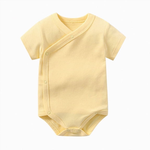 Infant Baby Boy Girl Summer Outfit Short Sleeve Solid Color Bodysuit Cute Romper Jumpsuit 0 3 6 9 12 18 Months Casual Newborn T-Shirt Clothes Gibobby,3-6 Months,Yellow