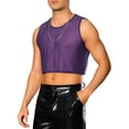 thumbnail image 4 of INSPIRE CHIC Men's Tank Tops Sheer Crop See-Through Design Party Sleeveless Mesh Vest M Purple, 4 of 5